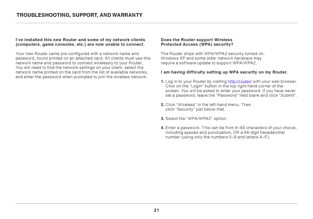 Belkin 8820ED00388_F7D1401_V1 user manual Am having difficulty setting up WPA security on my Router 