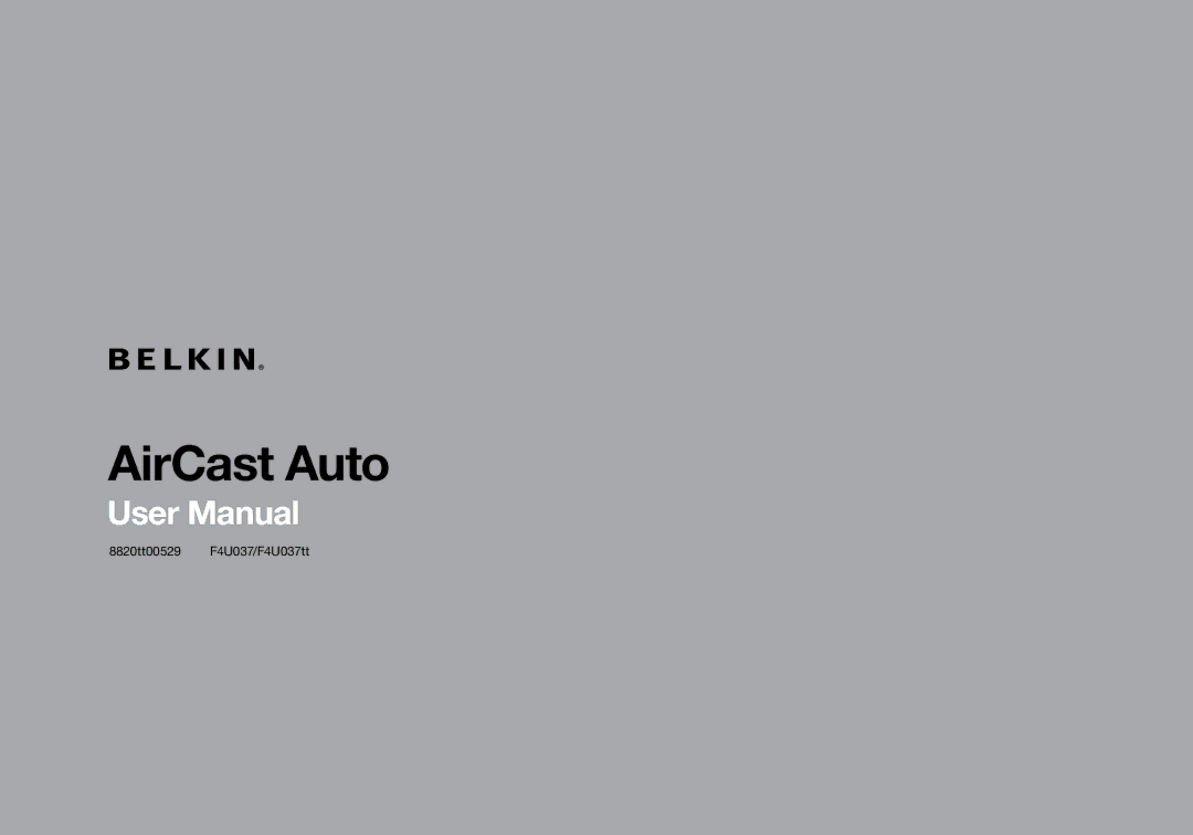 Belkin 8820tt00529 F4U037 user manual AirCast Auto 