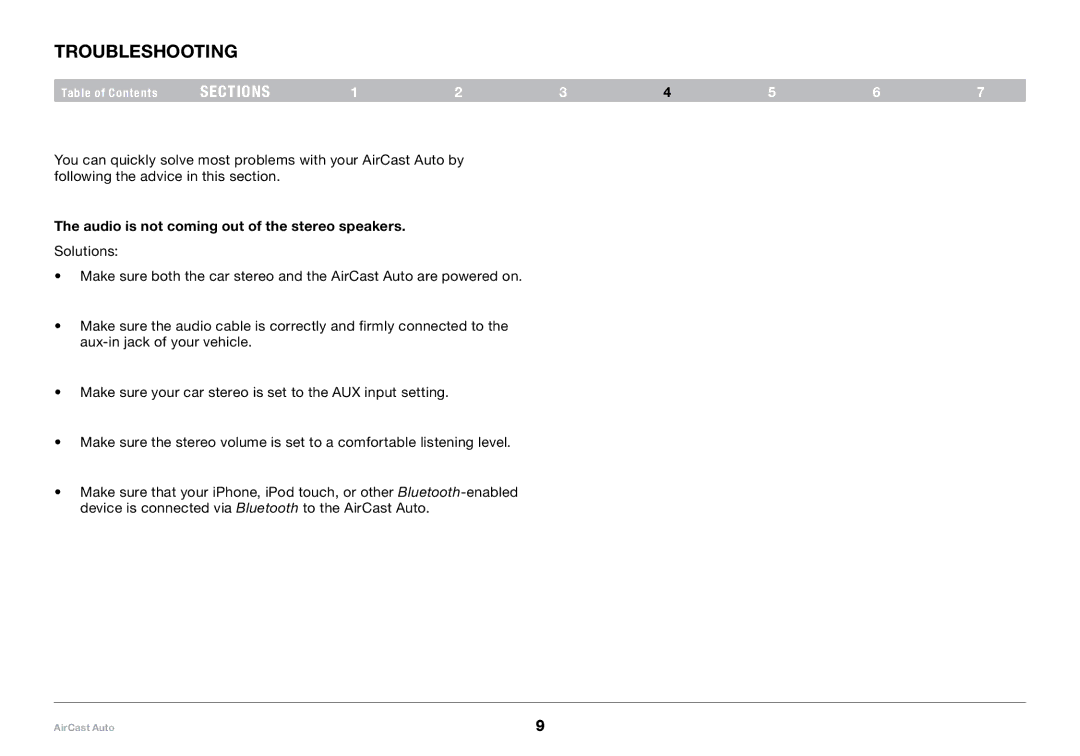 Belkin 8820tt00529 F4U037 user manual Troubleshooting, Audio is not coming out of the stereo speakers 