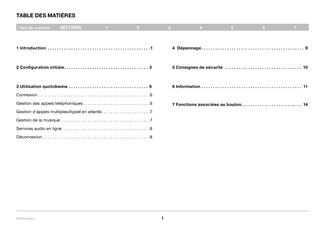 Belkin 8820tt00529 F4U037 user manual Table des matières 