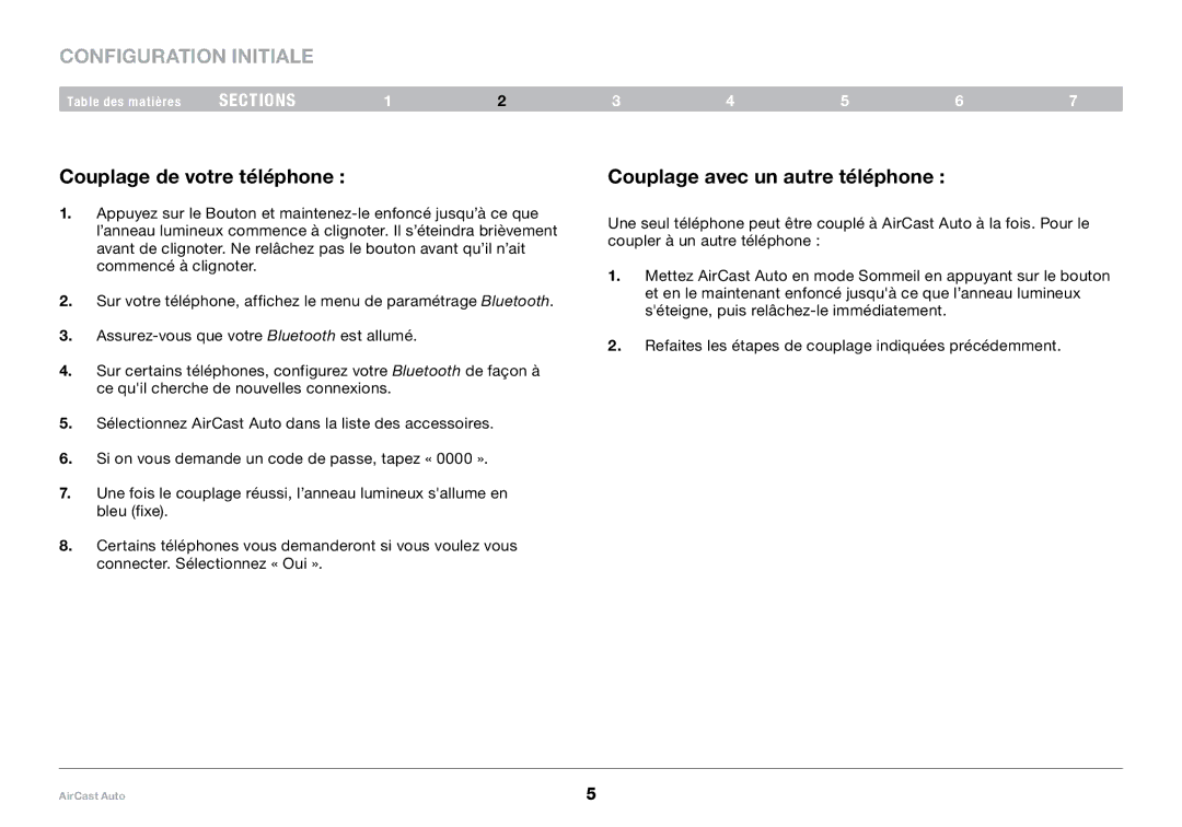 Belkin 8820tt00529 F4U037 user manual Couplage de votre téléphone, Couplage avec un autre téléphone 