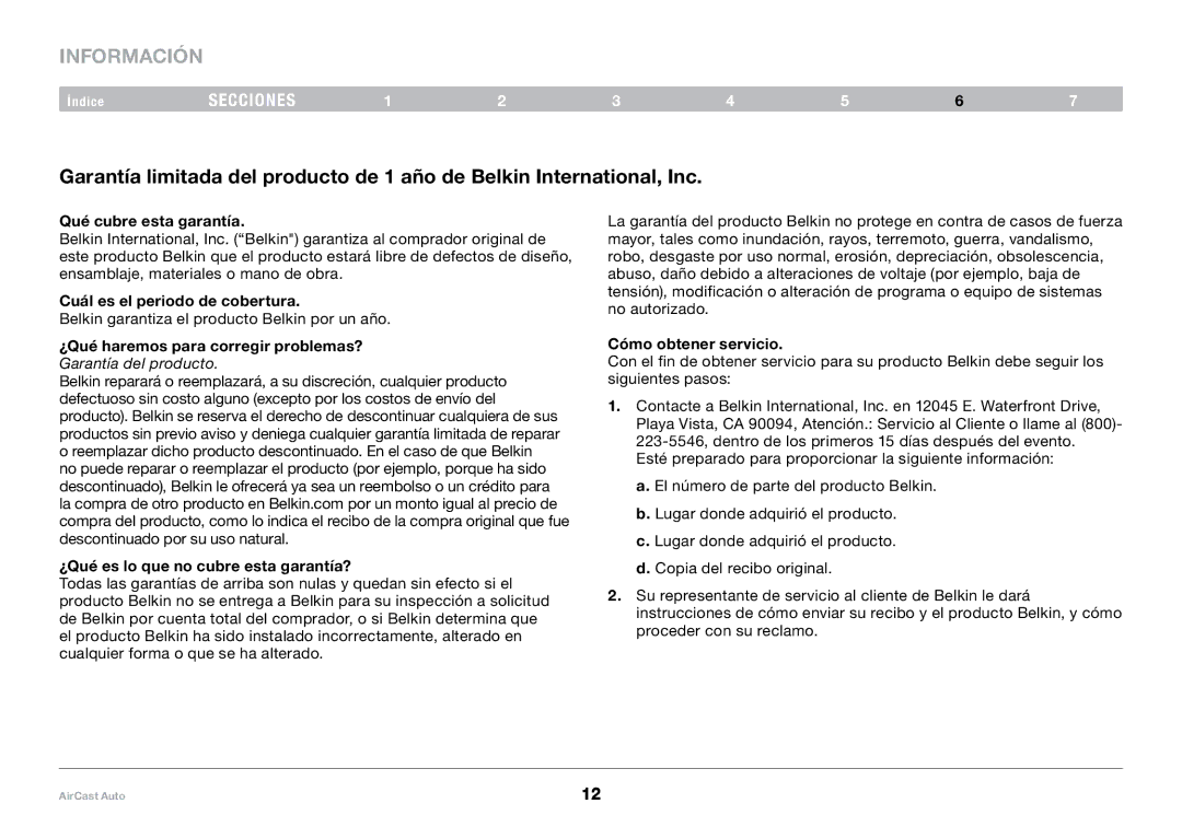 Belkin 8820tt00529 F4U037 Información, Qué cubre esta garantía, Cuál es el periodo de cobertura, Cómo obtener servicio 