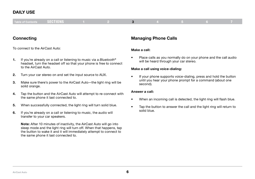 Belkin 8820tt00529 F4U037 user manual Daily Use, Connecting, Managing Phone Calls 