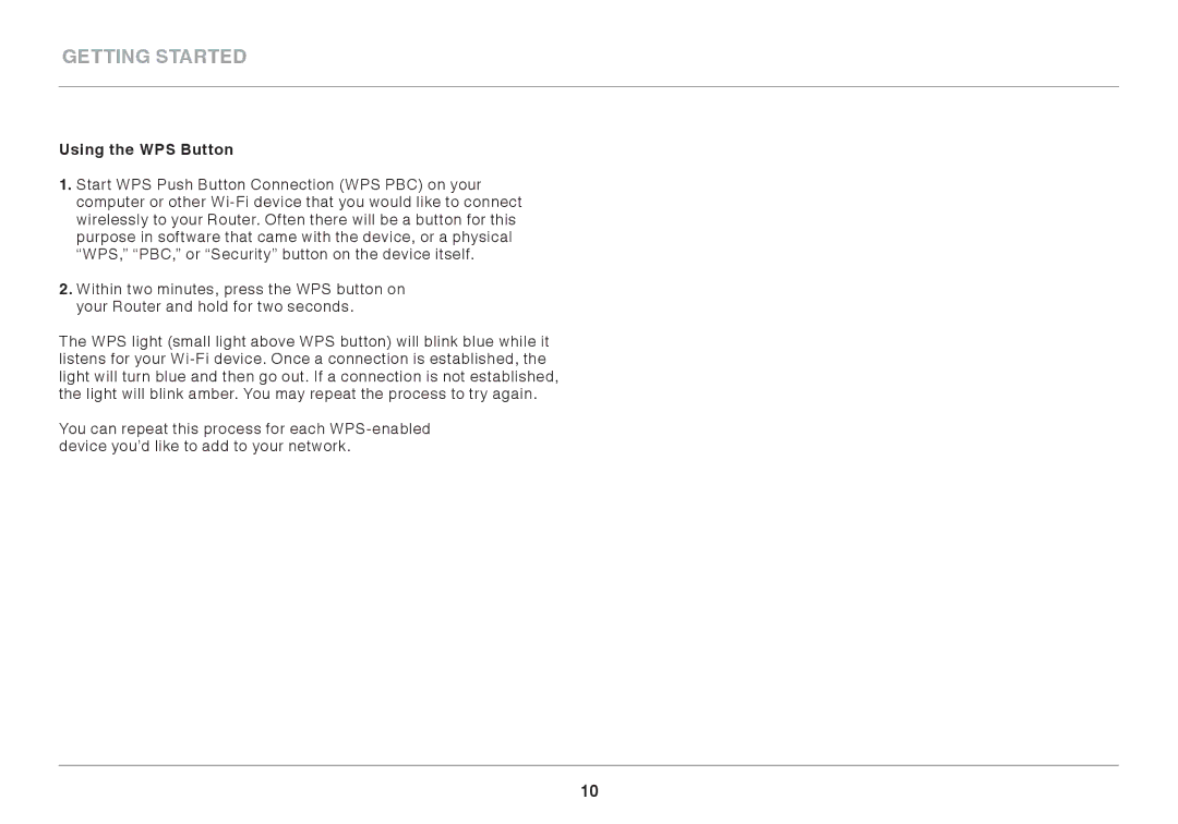 Belkin AC1800 user manual Using the WPS Button 