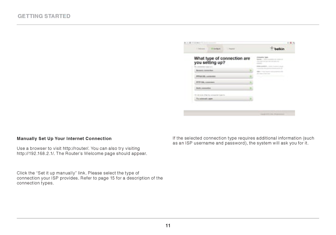 Belkin AC1800 user manual Manually Set Up Your Internet Connection 