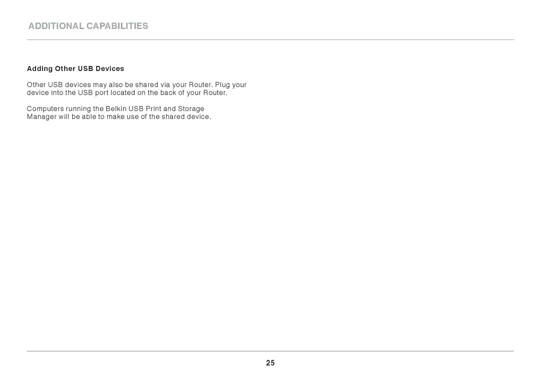 Belkin AC1800 user manual Adding Other USB Devices 