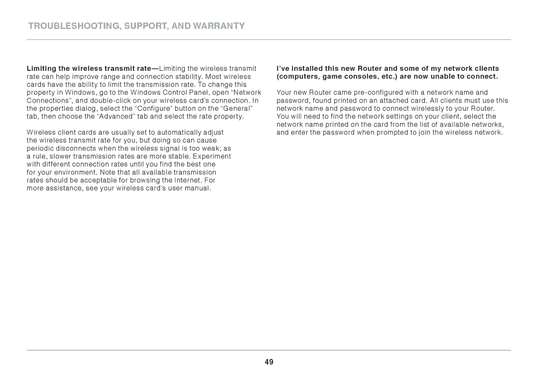 Belkin AC1800 user manual Troubleshooting, Support, and Warranty 