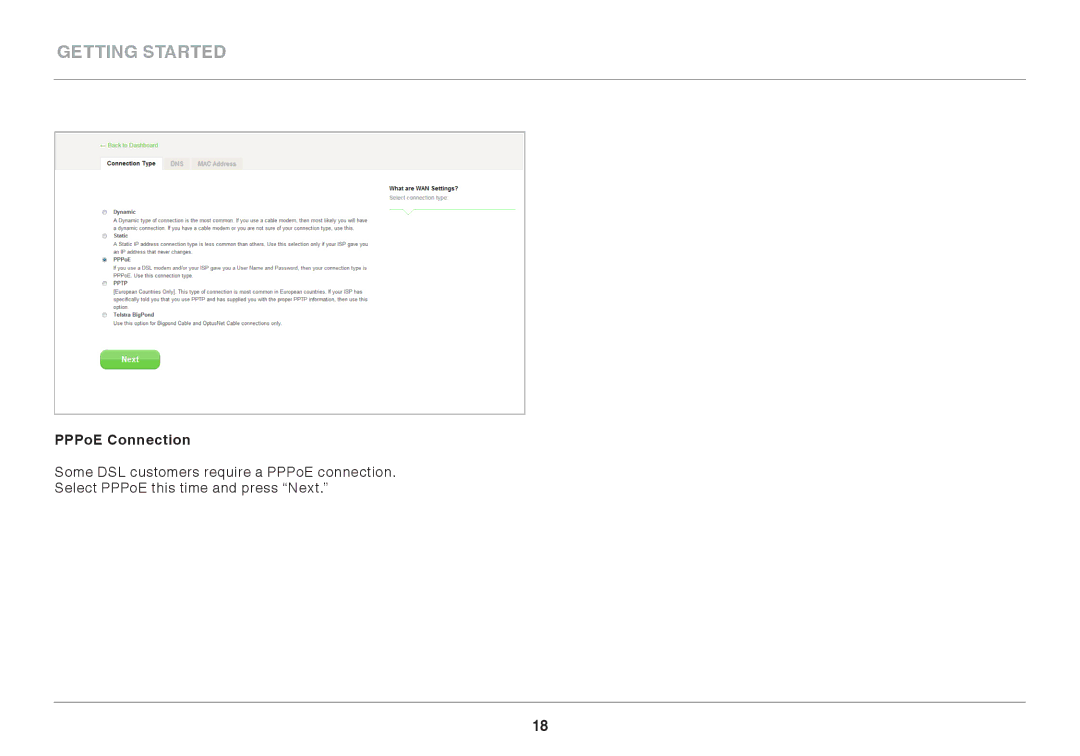 Belkin AC900 DB user manual PPPoE Connection 