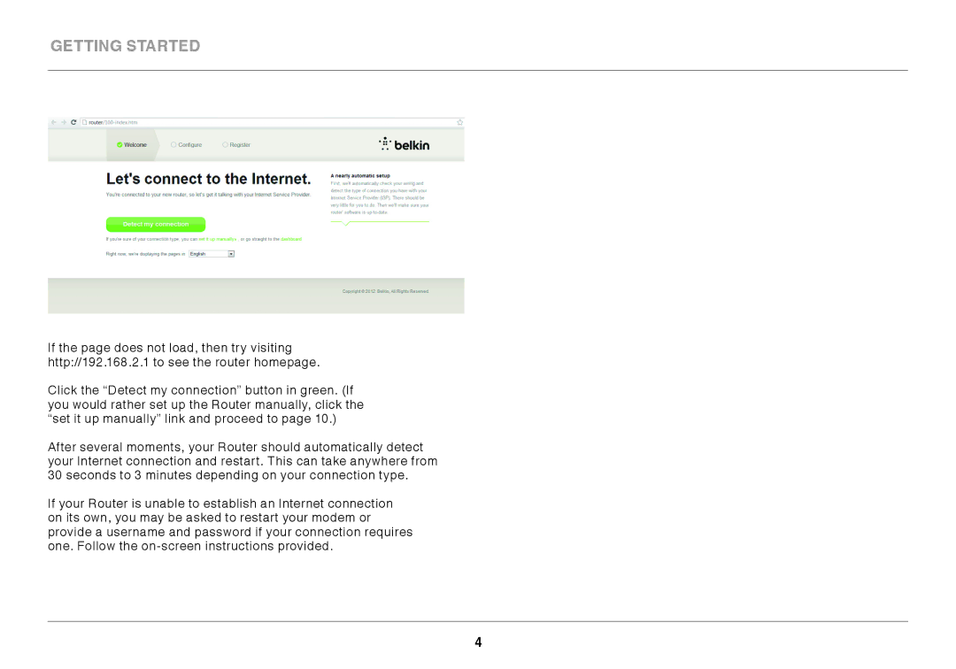 Belkin AC900 DB user manual Getting Started 