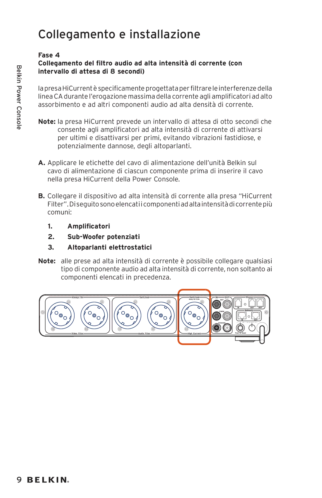 Belkin AP20500EA3M-BLK user manual Collegamento e installazione 