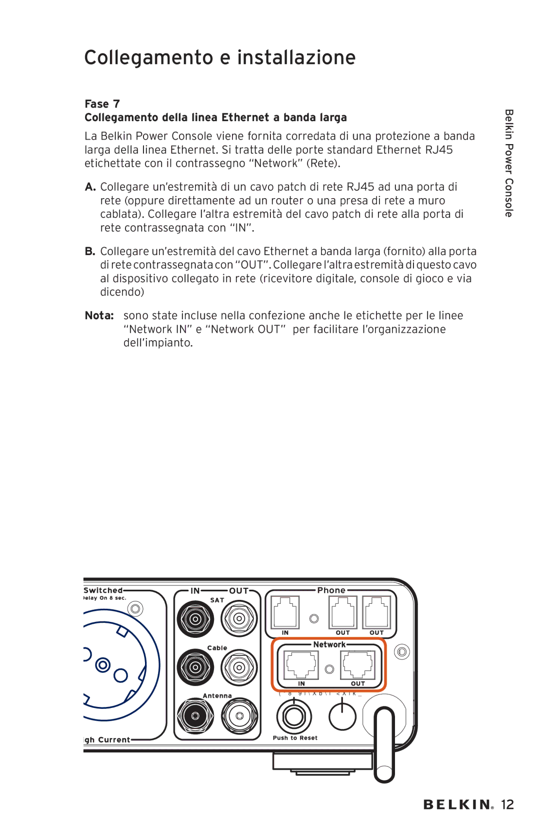 Belkin AP20500EA3M-BLK user manual Fase Collegamento della linea Ethernet a banda larga 