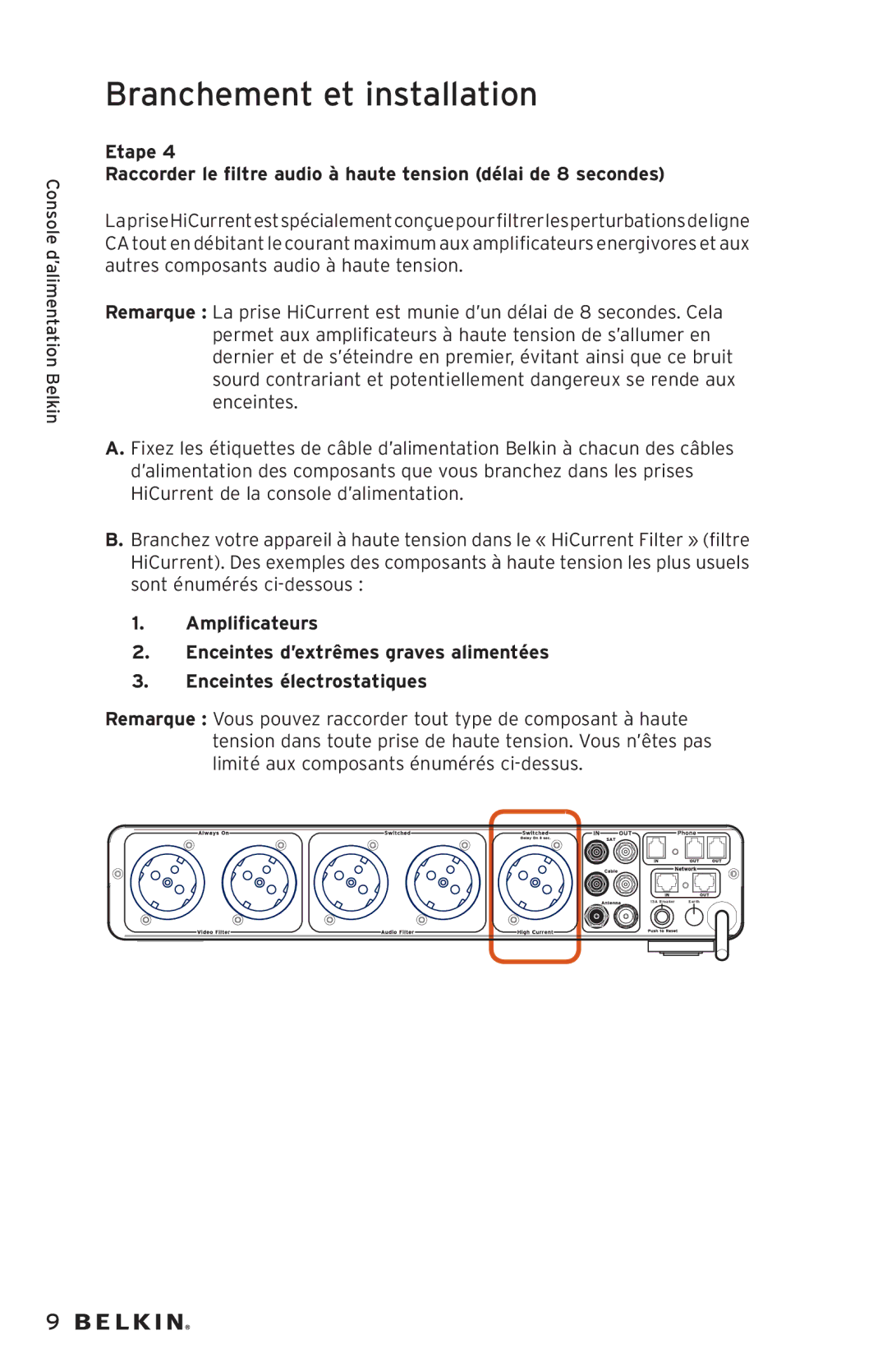 Belkin AP20500EA3M-BLK user manual Branchement et installation 