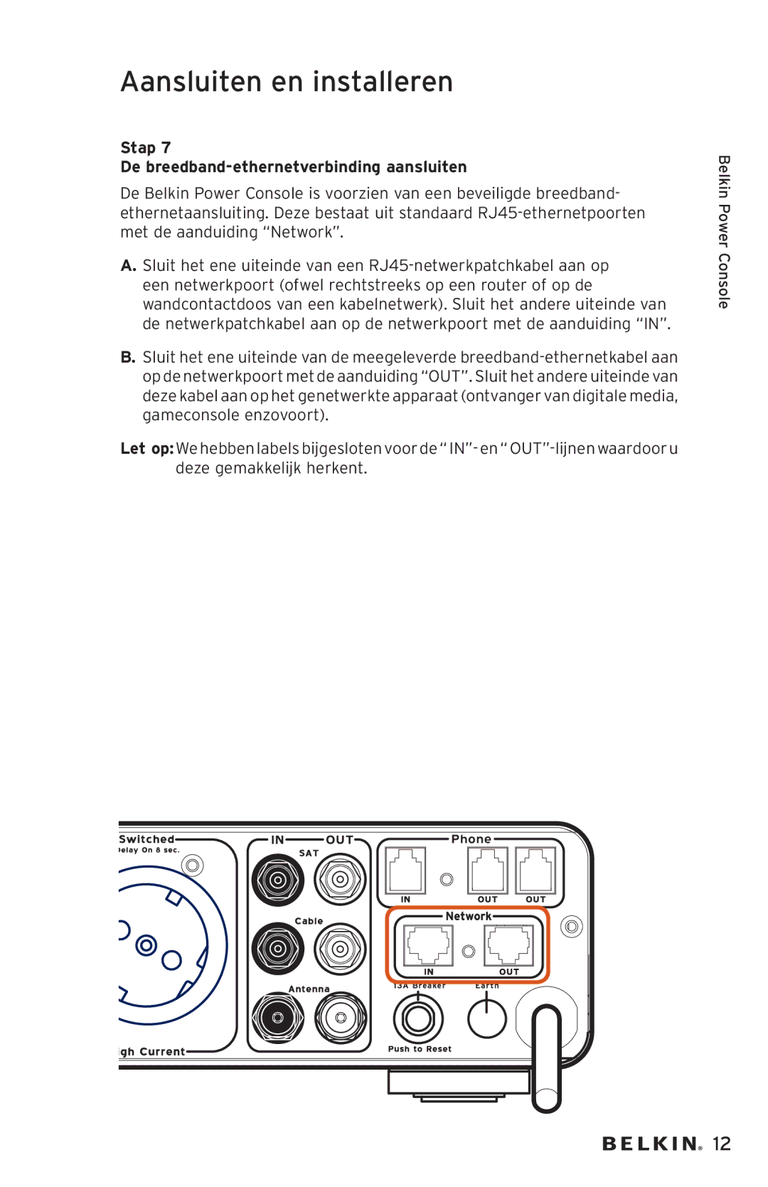 Belkin AP20500EA3M-BLK user manual Stap De breedband-ethernetverbinding aansluiten 