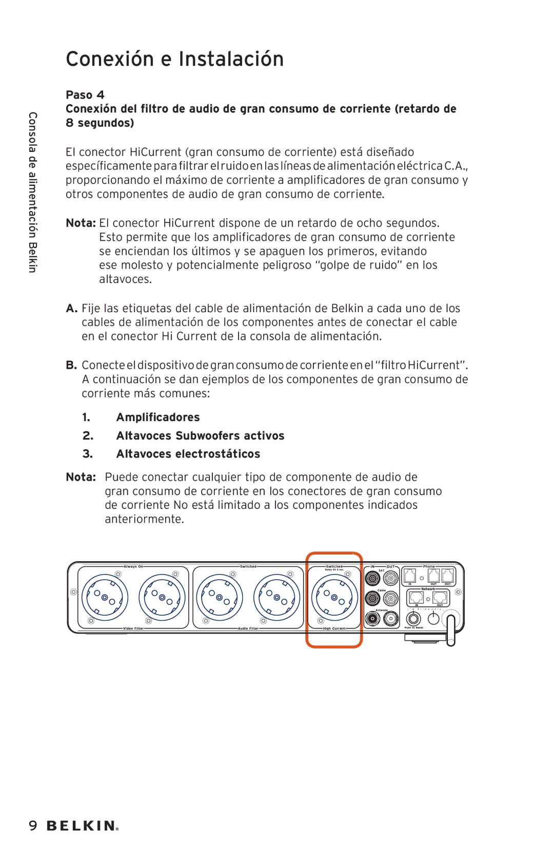 Belkin AP20500EA3M-BLK user manual Conexión e Instalación 