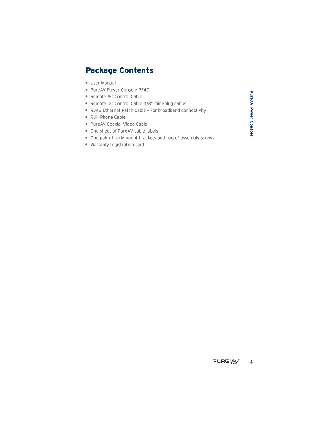 Belkin AP21300-12 user manual Package Contents, Remote AC Control Cable, Remote DC Control Cable 1/8 mini-plugcable 