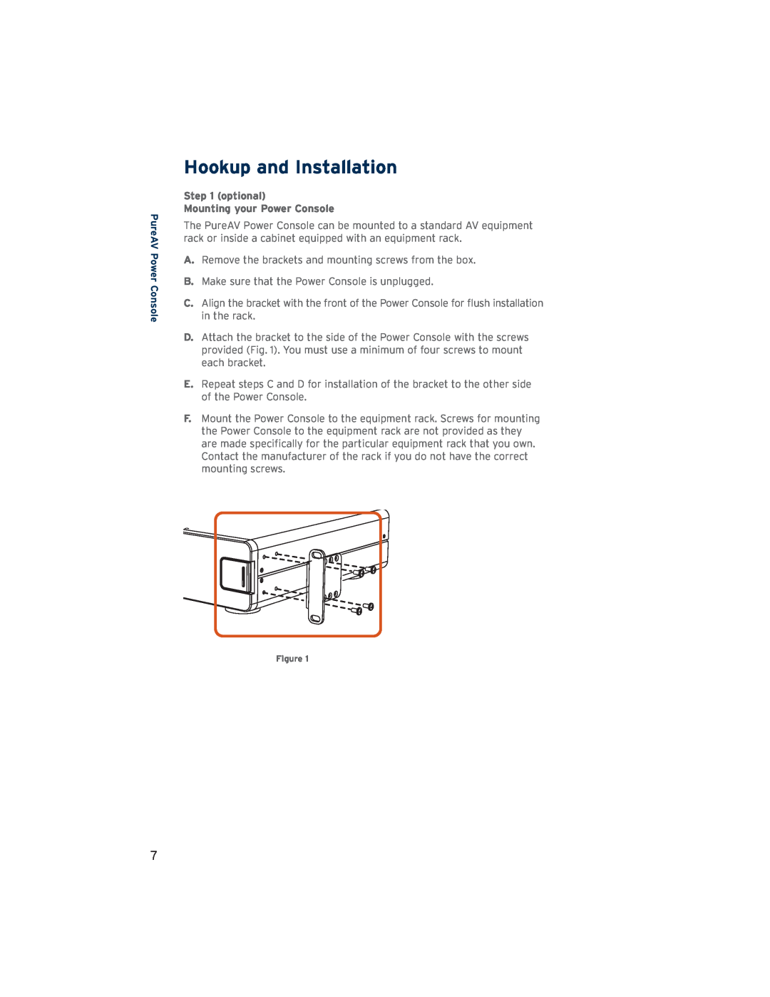 Belkin AP21300-12 user manual Hookup and Installation, optional Mounting your Power Console, PureAV Power Console 