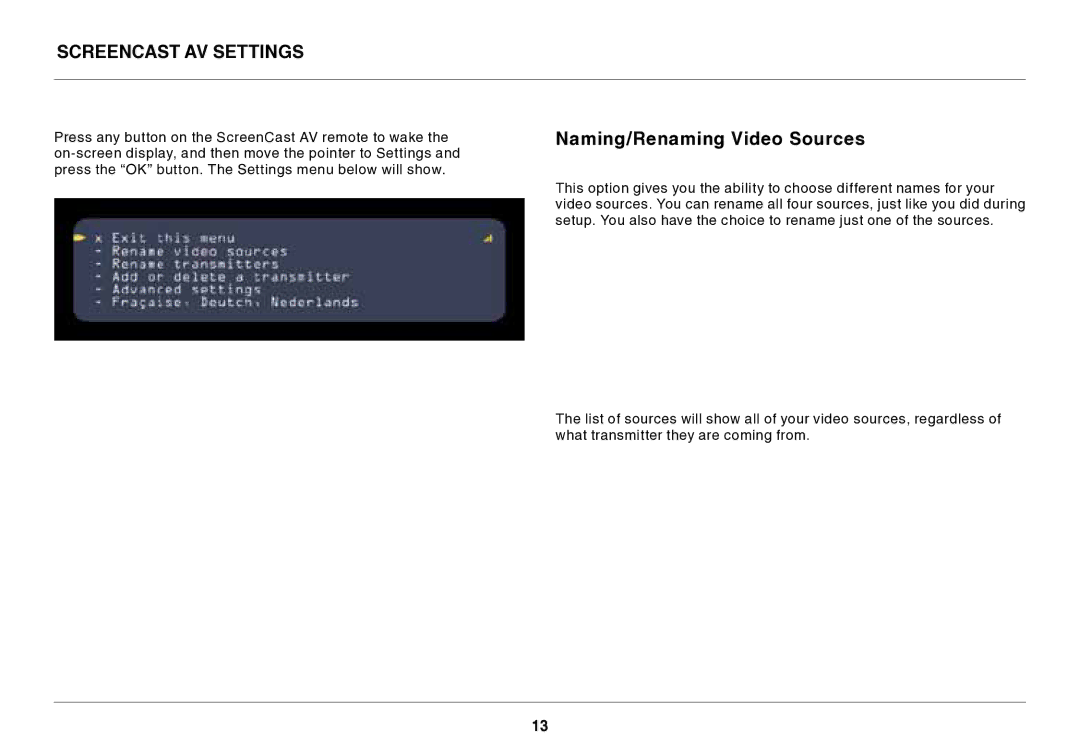 Belkin AV4 user manual ScreenCast AV Settings, Naming/Renaming Video Sources 