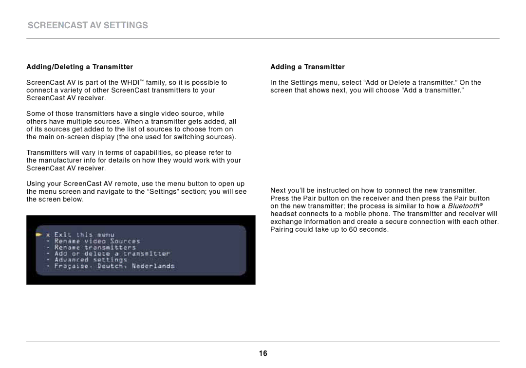 Belkin AV4 user manual Adding/Deleting a Transmitter, Adding a Transmitter 