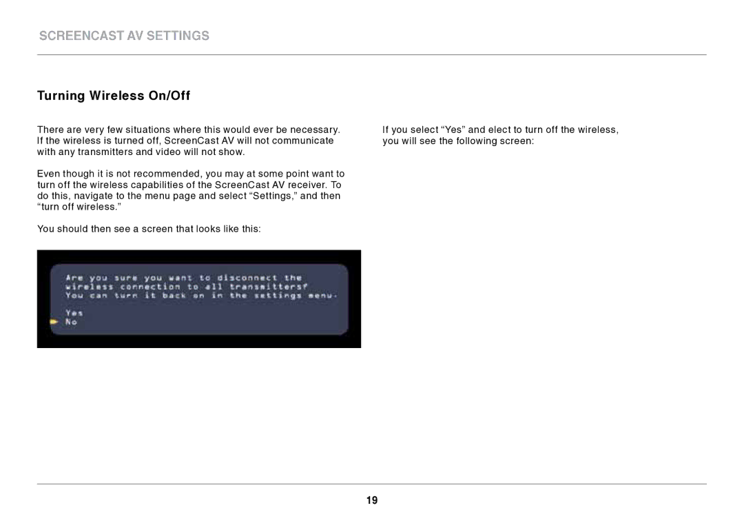 Belkin AV4 user manual Turning Wireless On/Off 