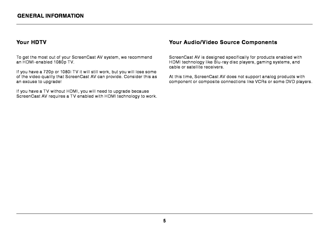Belkin AV4 user manual General Information, Your HDTV, Your Audio/Video Source Components 