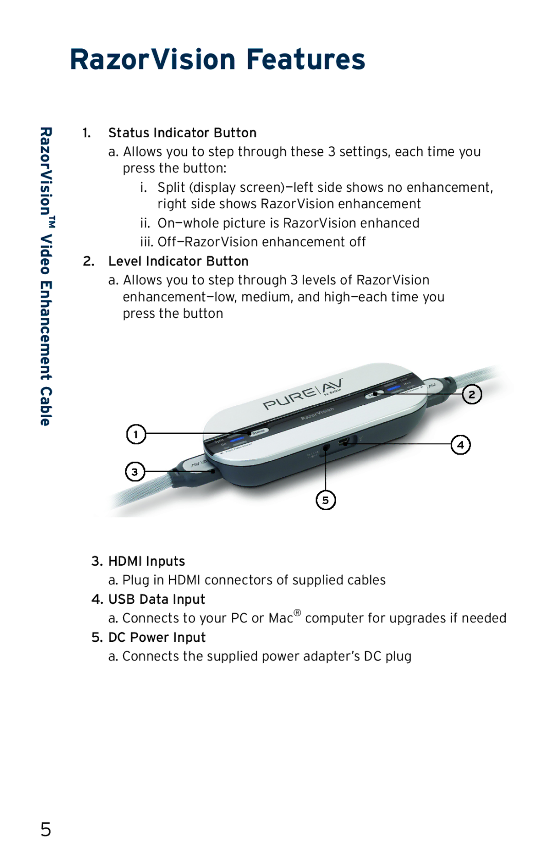 Belkin AV62400-16, AV62400-08, AV62300-16, AV62300-08, AV61400-08, AV61400-16 user manual RazorVision Features 