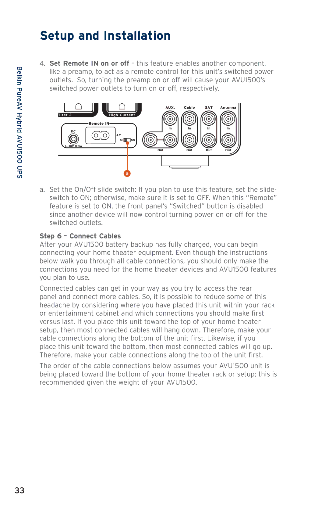 Belkin AVU1500, AP51300fc10-BLK user manual Connect Cables 