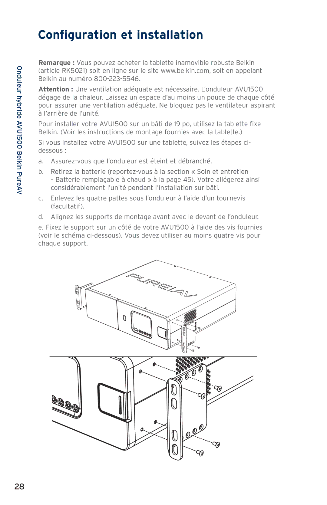 Belkin AVU1500, AP51300fc10-BLK user manual Configuration et installation 