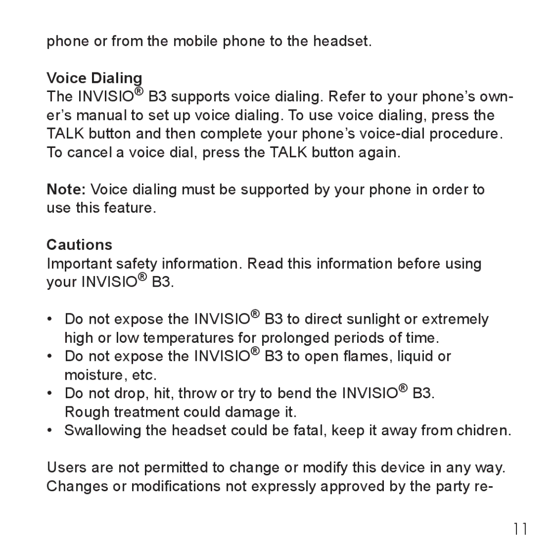 Belkin B3 user manual Voice Dialing 