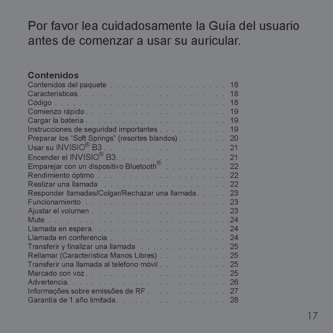 Belkin B3 user manual Contenidos 