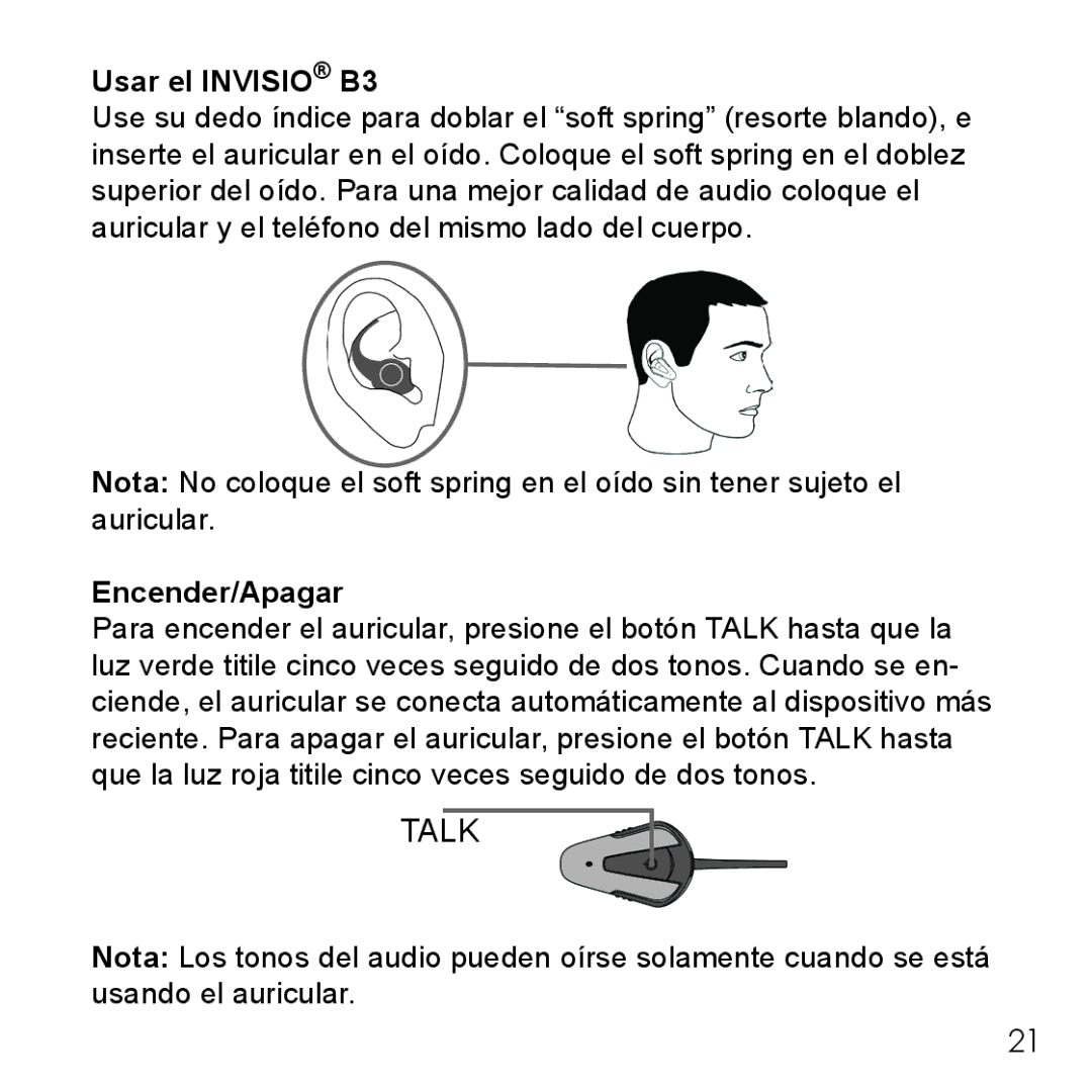 Belkin user manual Usar el Invisio B3, Encender/Apagar 