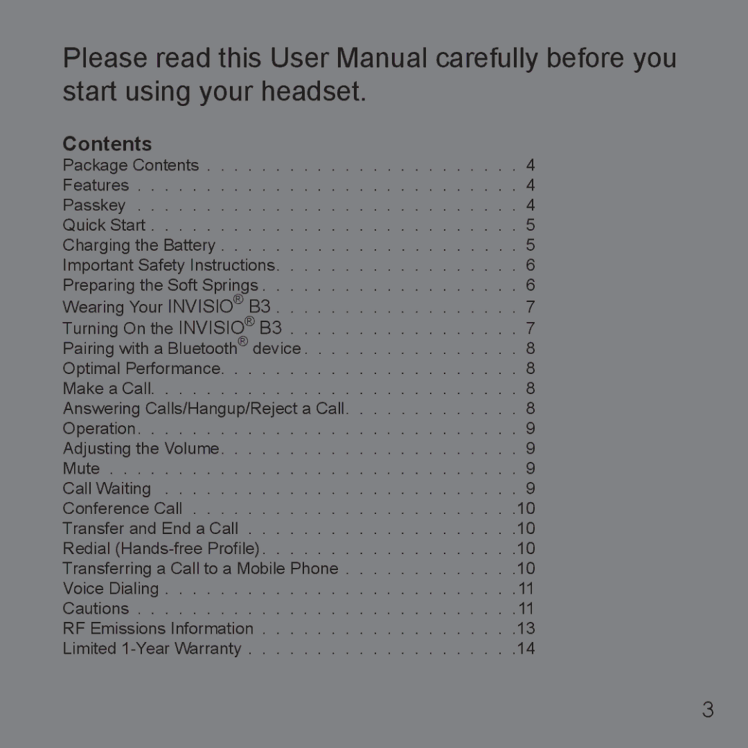 Belkin B3 user manual Contents 