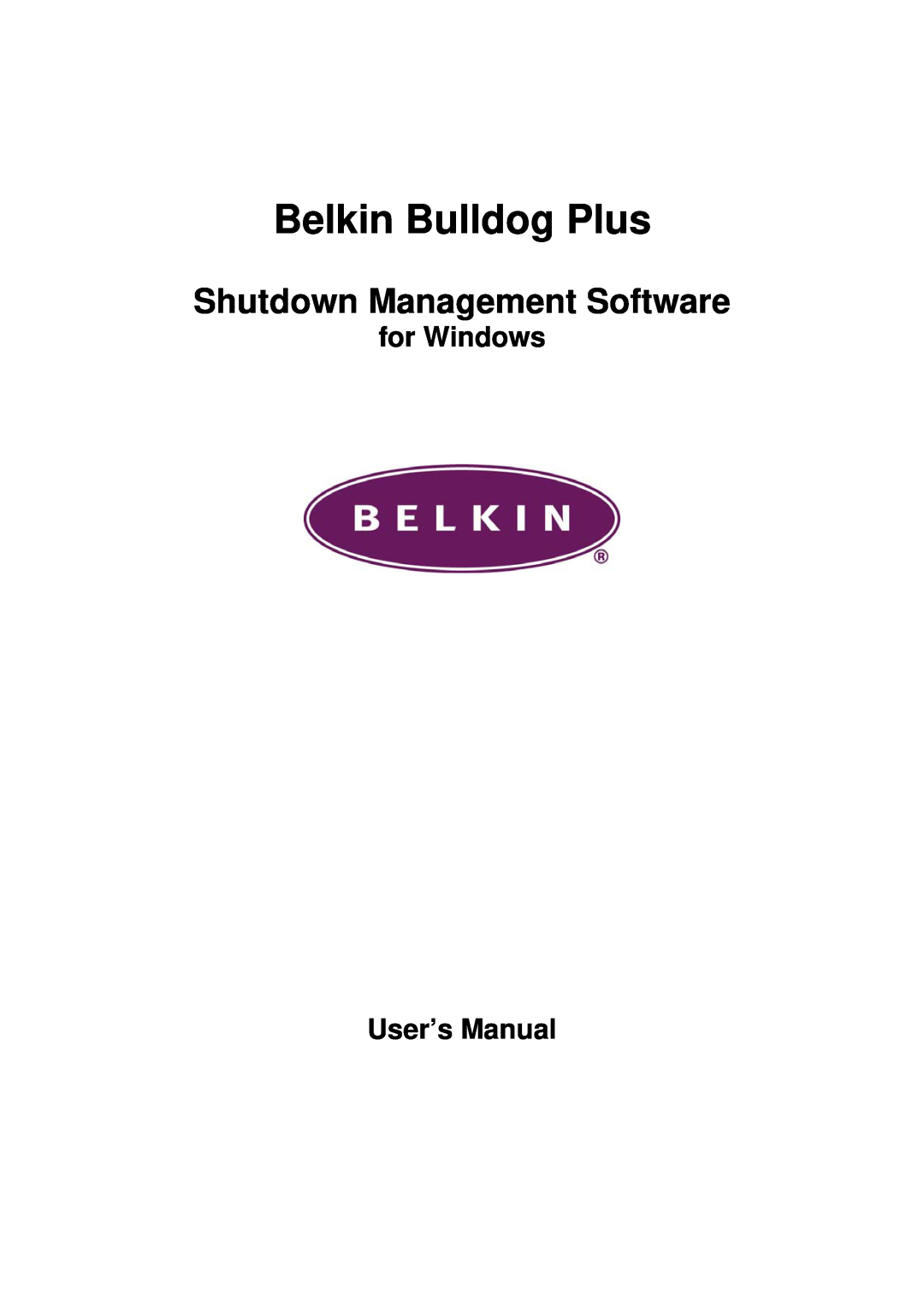 Belkin belkin bulldog plus- shutdown management software for windows user manual Belkin Bulldog Plus 