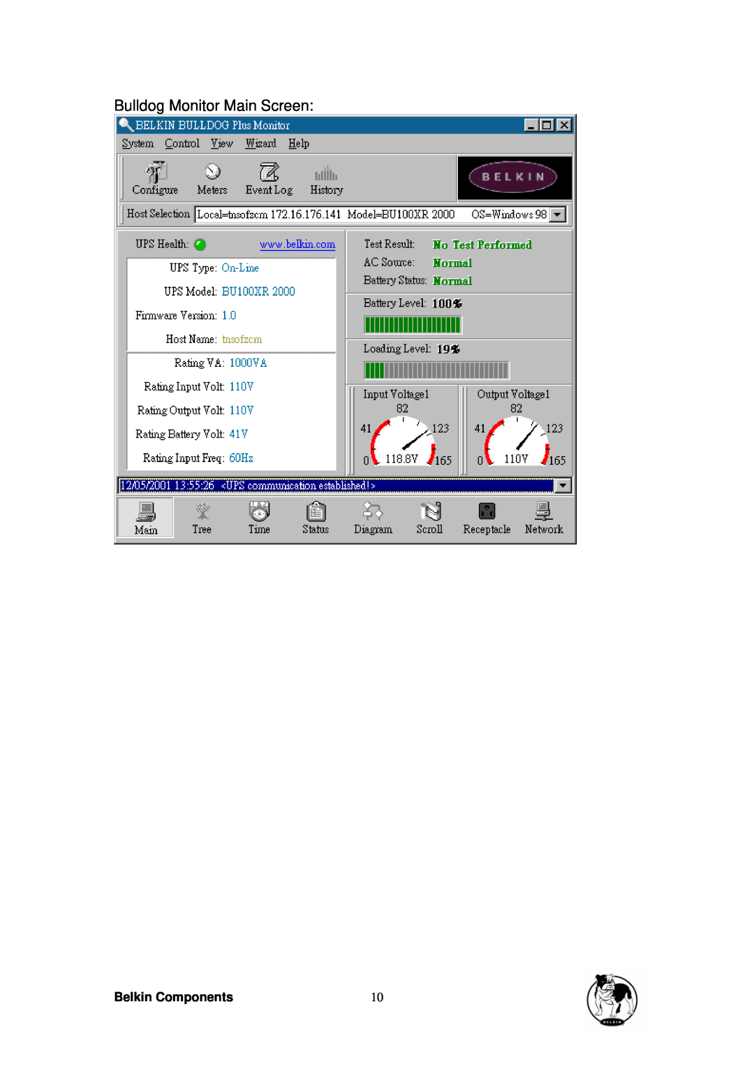 Belkin belkin bulldog plus- shutdown management software for windows Bulldog Monitor Main Screen, Belkin Components 