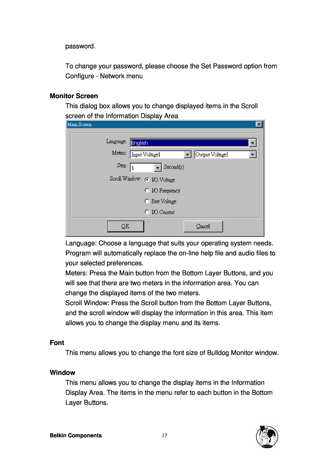 Belkin belkin bulldog plus- shutdown management software for windows user manual Monitor Screen, Font, Window 