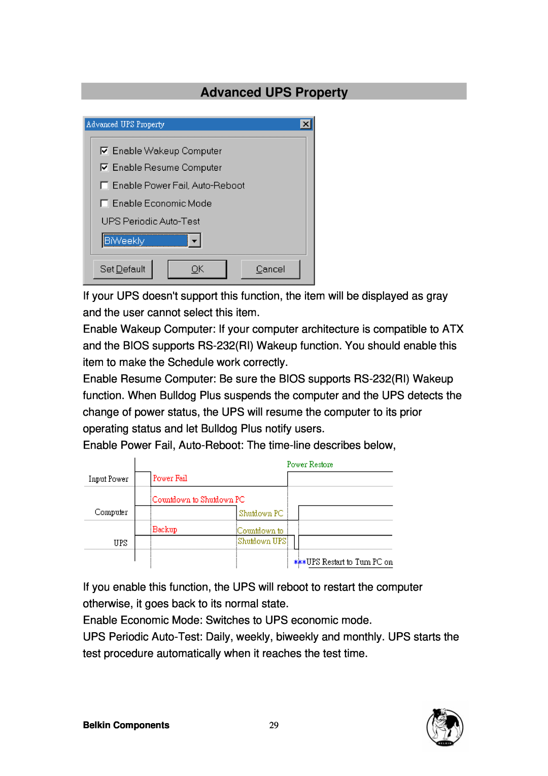 Belkin belkin bulldog plus- shutdown management software for windows user manual Advanced UPS Property 