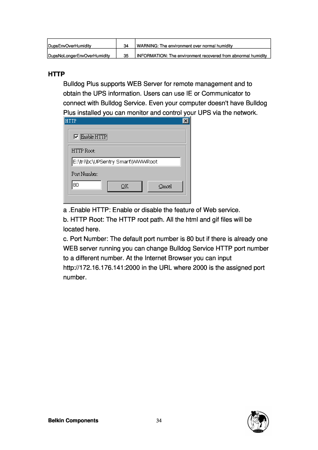 Belkin belkin bulldog plus- shutdown management software for windows user manual Http, DupsEnvOverHumidity 