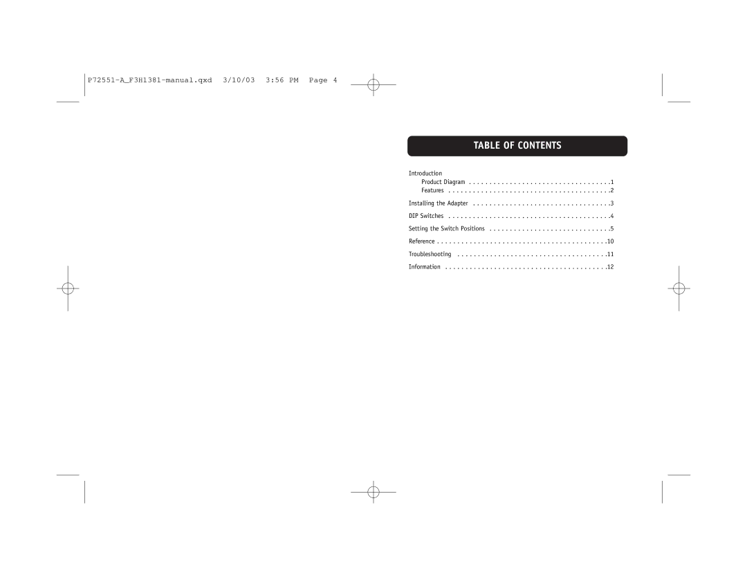 Belkin belkin user manual Table of Contents 