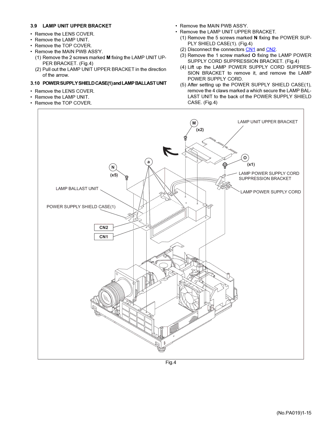 Belkin DLA-HD2KU, DLA-HD2KE service manual Lamp Unit Upper Bracket, POWERSUPPLYSHIELDCASE1andLAMPBALLASTUNIT 