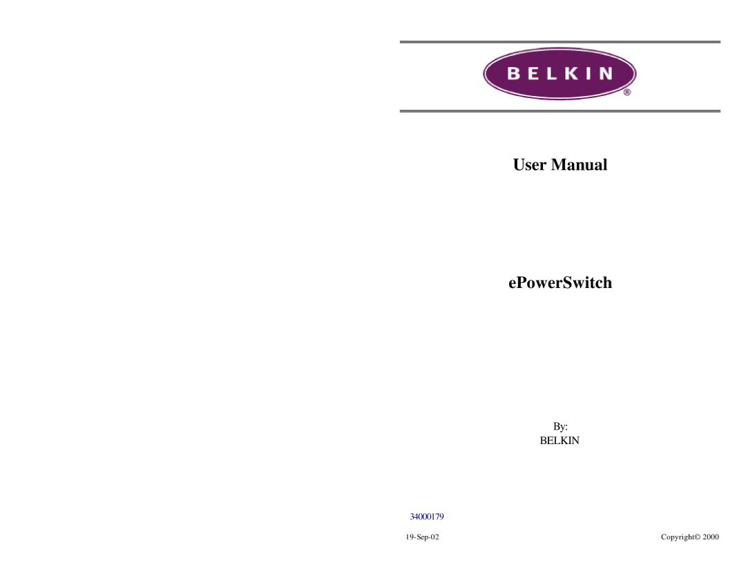 Belkin F1D001 user manual EPowerSwitch 