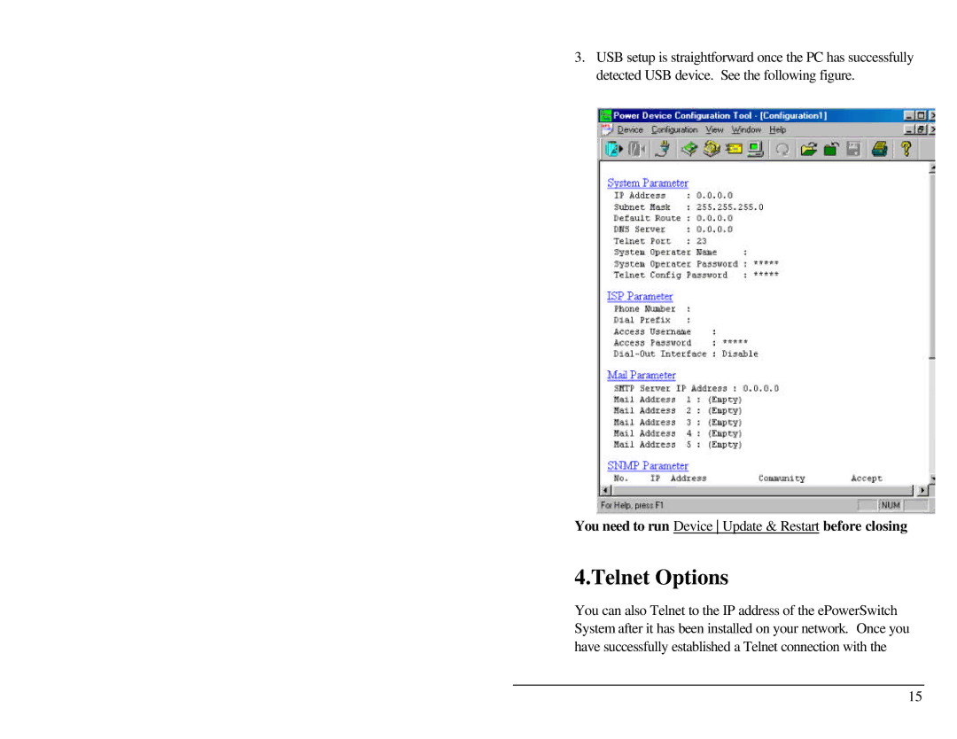 Belkin F1D001 user manual Telnet Options 