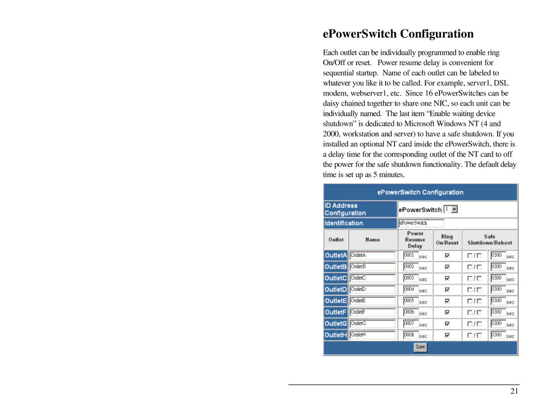 Belkin F1D001 user manual EPowerSwitch Configuration 