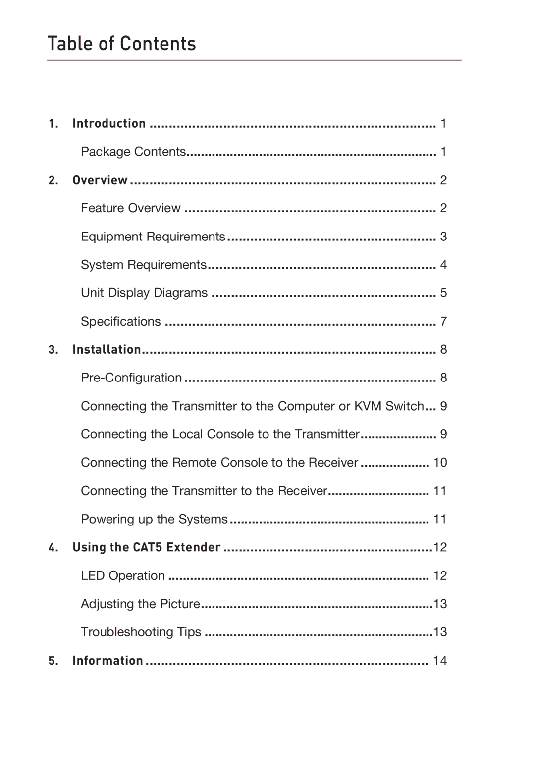 Belkin F1D084vea2 user manual Table of Contents 