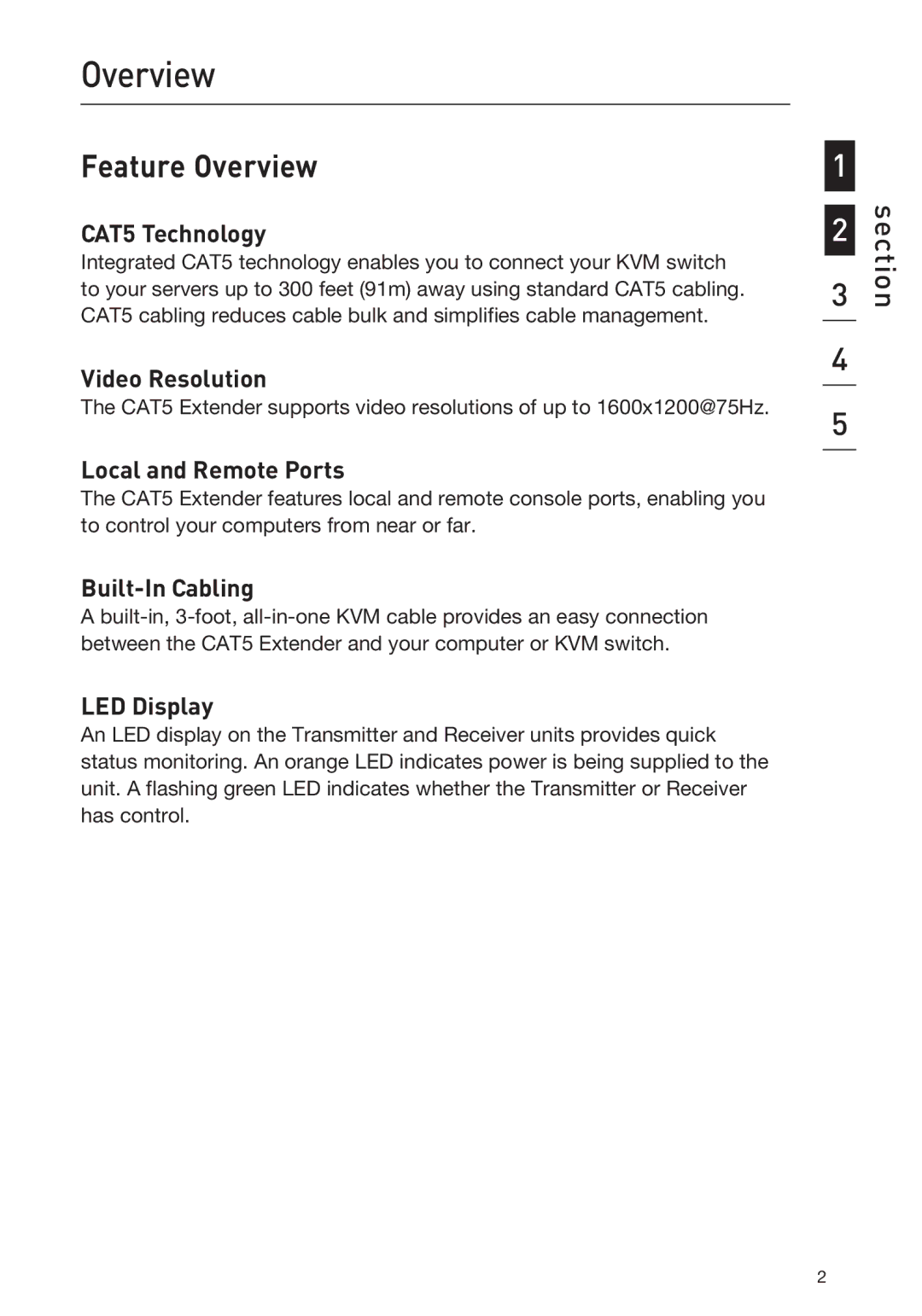 Belkin F1D084vea2 user manual Feature Overview 