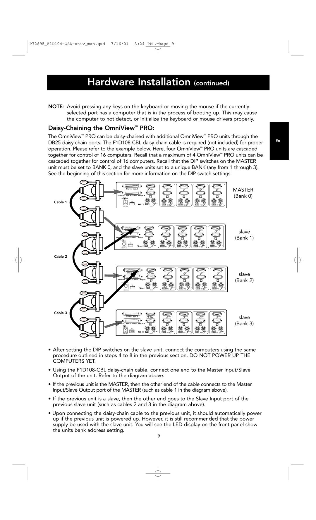 Belkin F1D104-OSD user manual Daisy-Chaining the OmniView PRO 