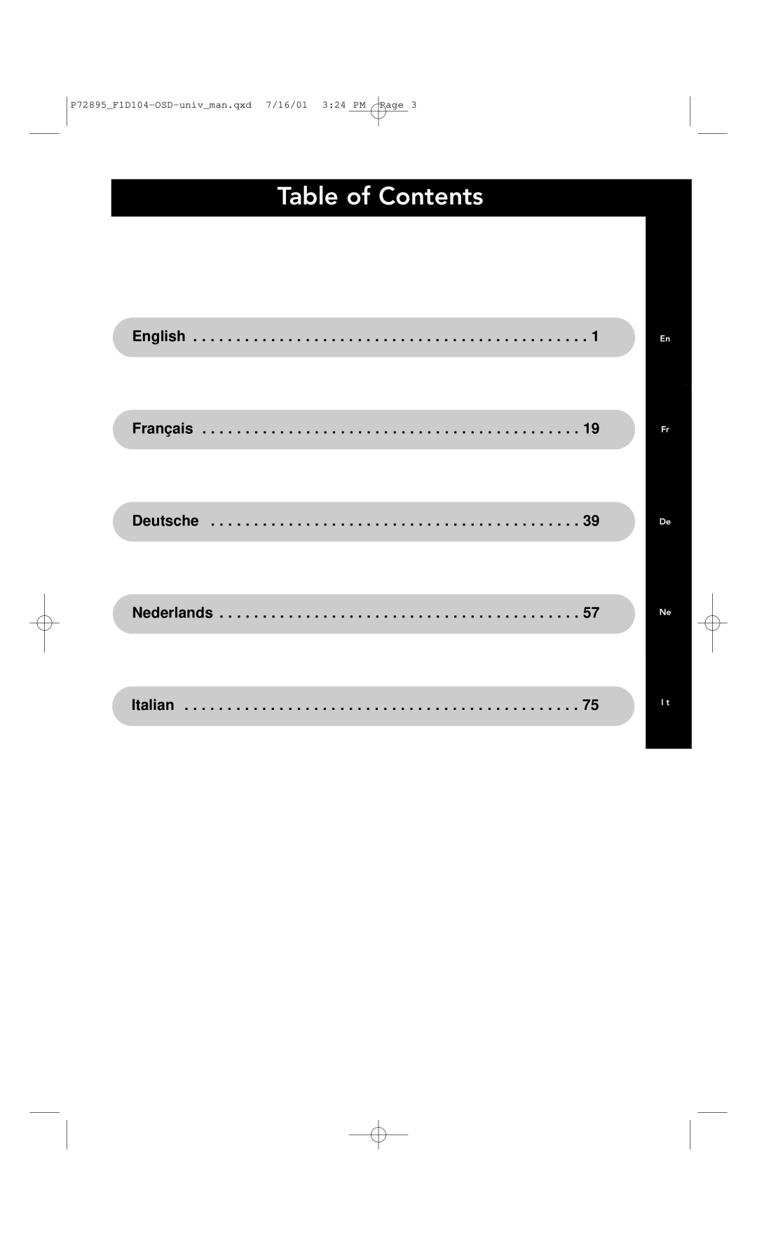 Belkin F1D104-OSD user manual Table of Contents 