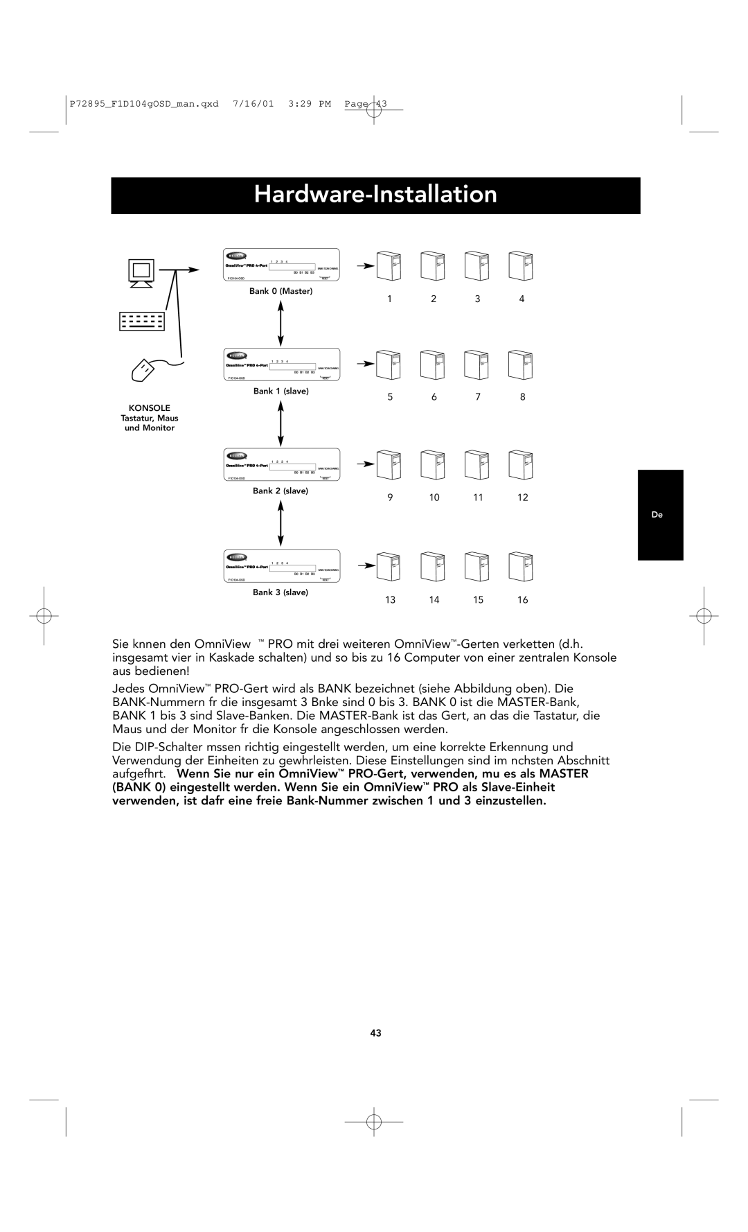 Belkin F1D104-OSD user manual Hardware-Installation 