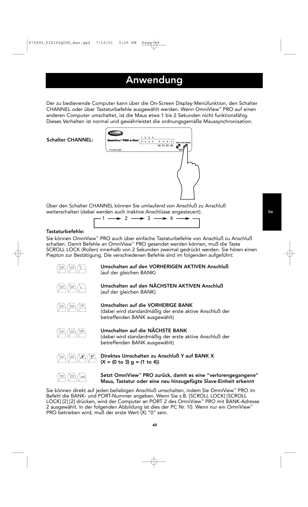 Belkin F1D104-OSD user manual Anwendung 