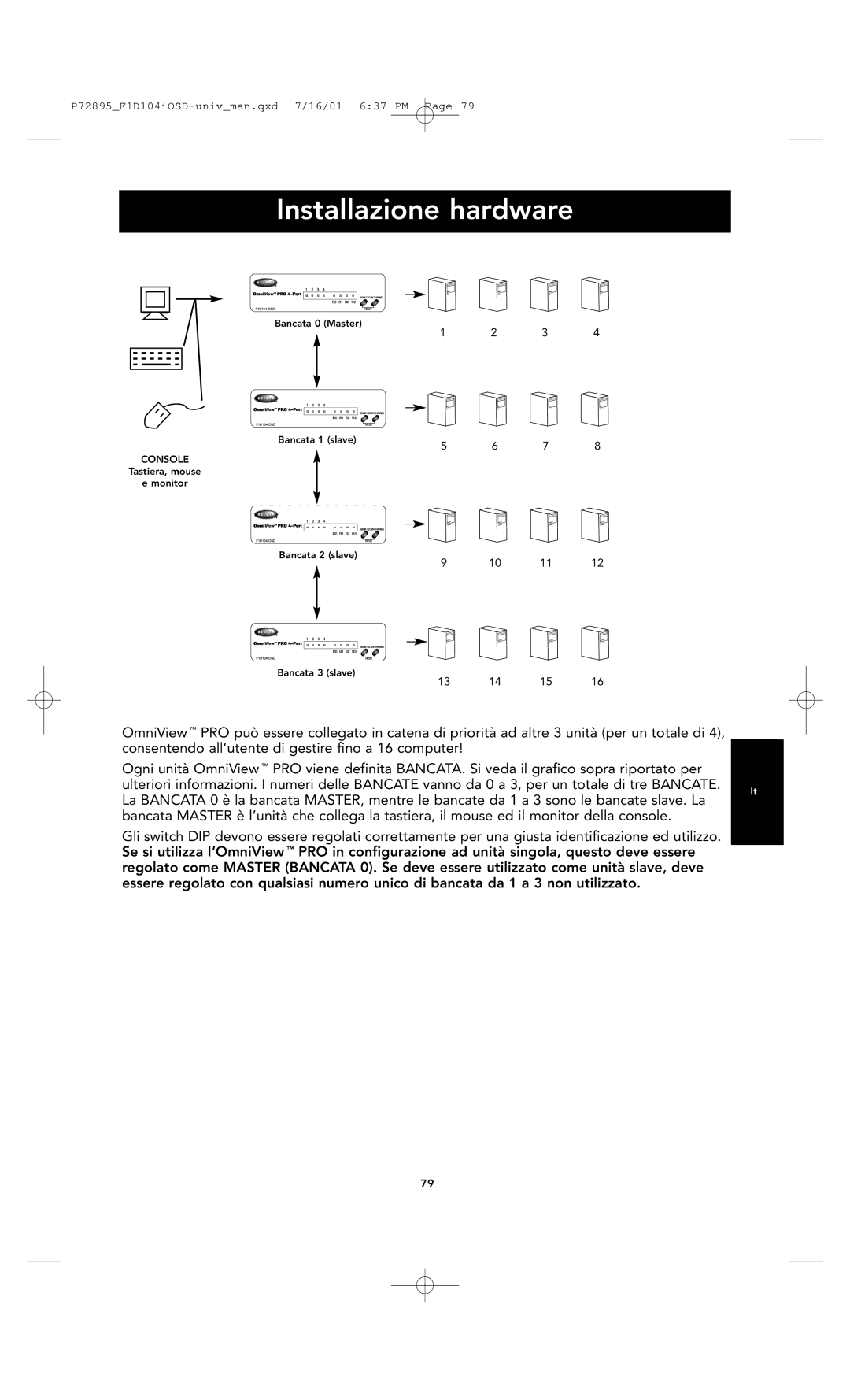 Belkin F1D104-OSD user manual Installazione hardware 