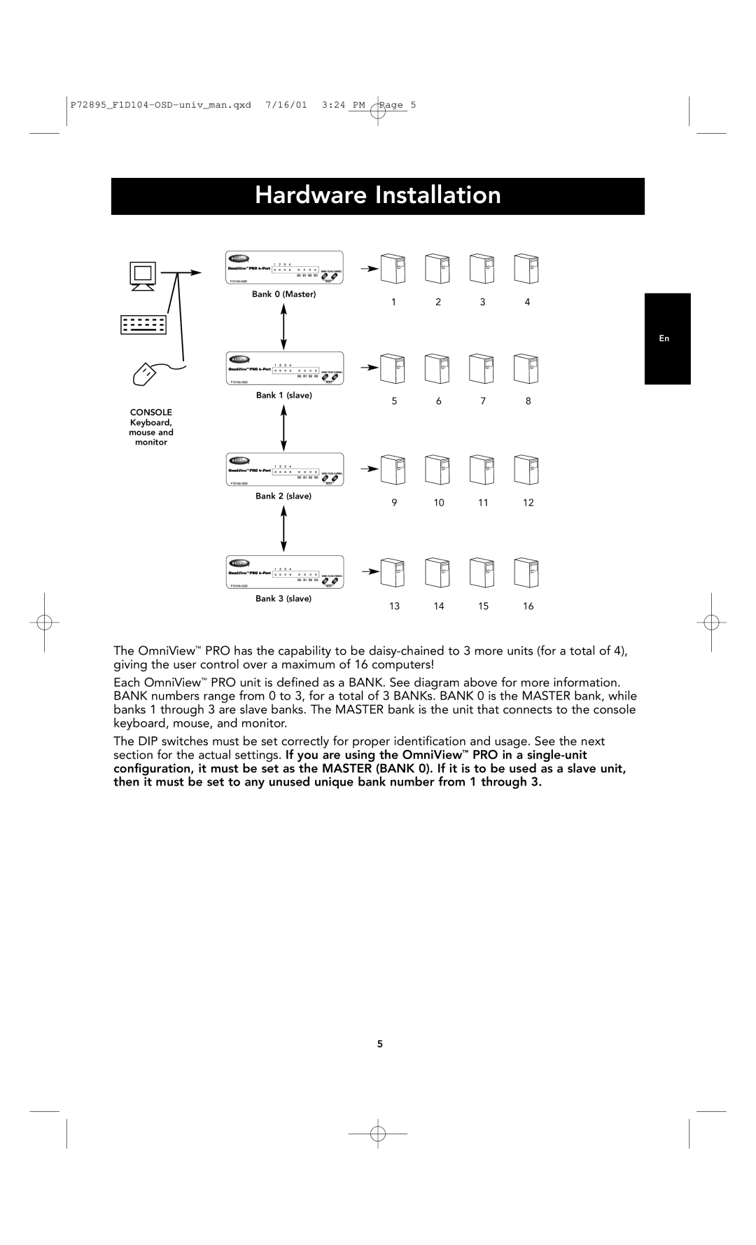 Belkin F1D104-OSD user manual Hardware Installation 