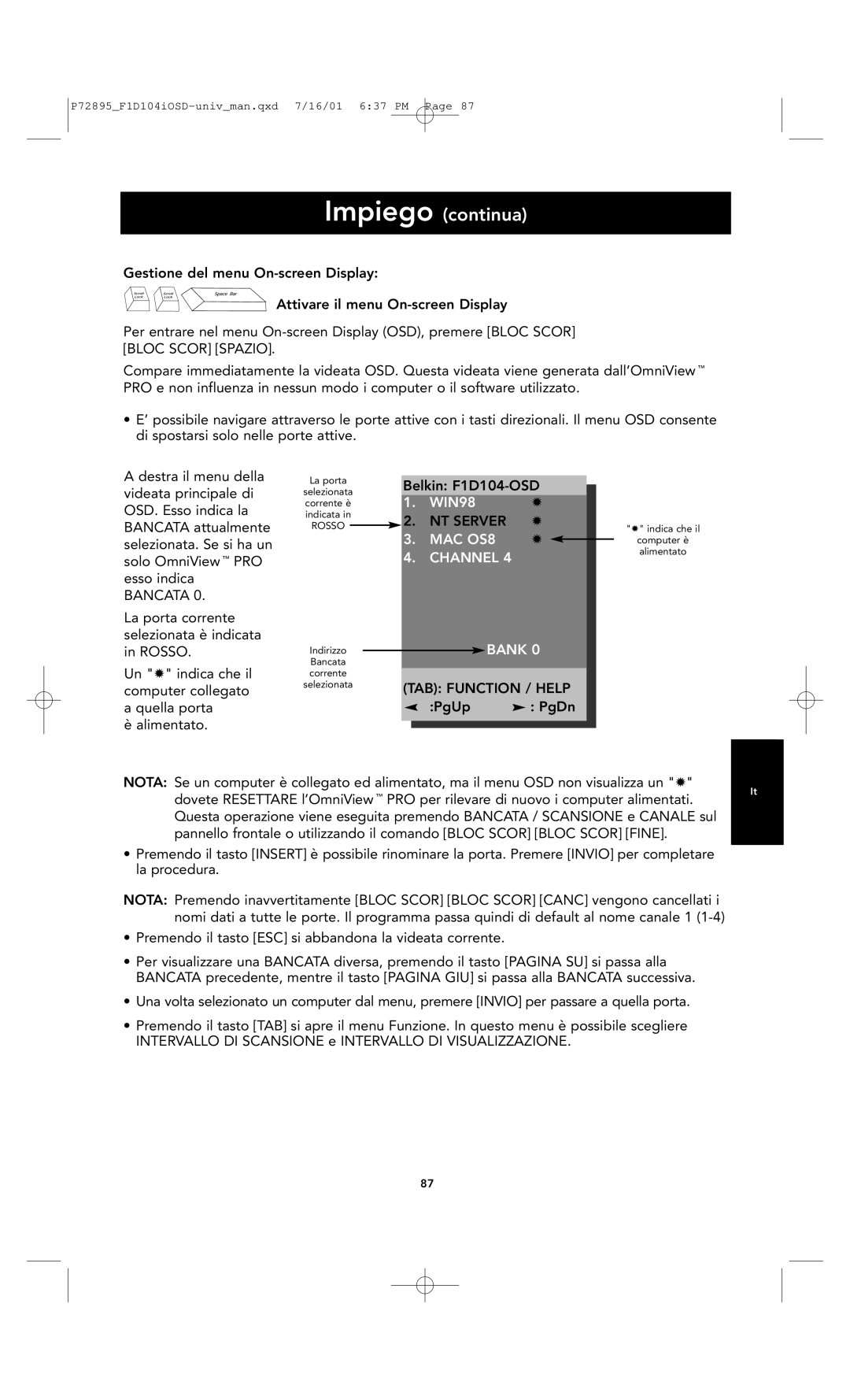 Belkin F1D104-OSD user manual WIN98 